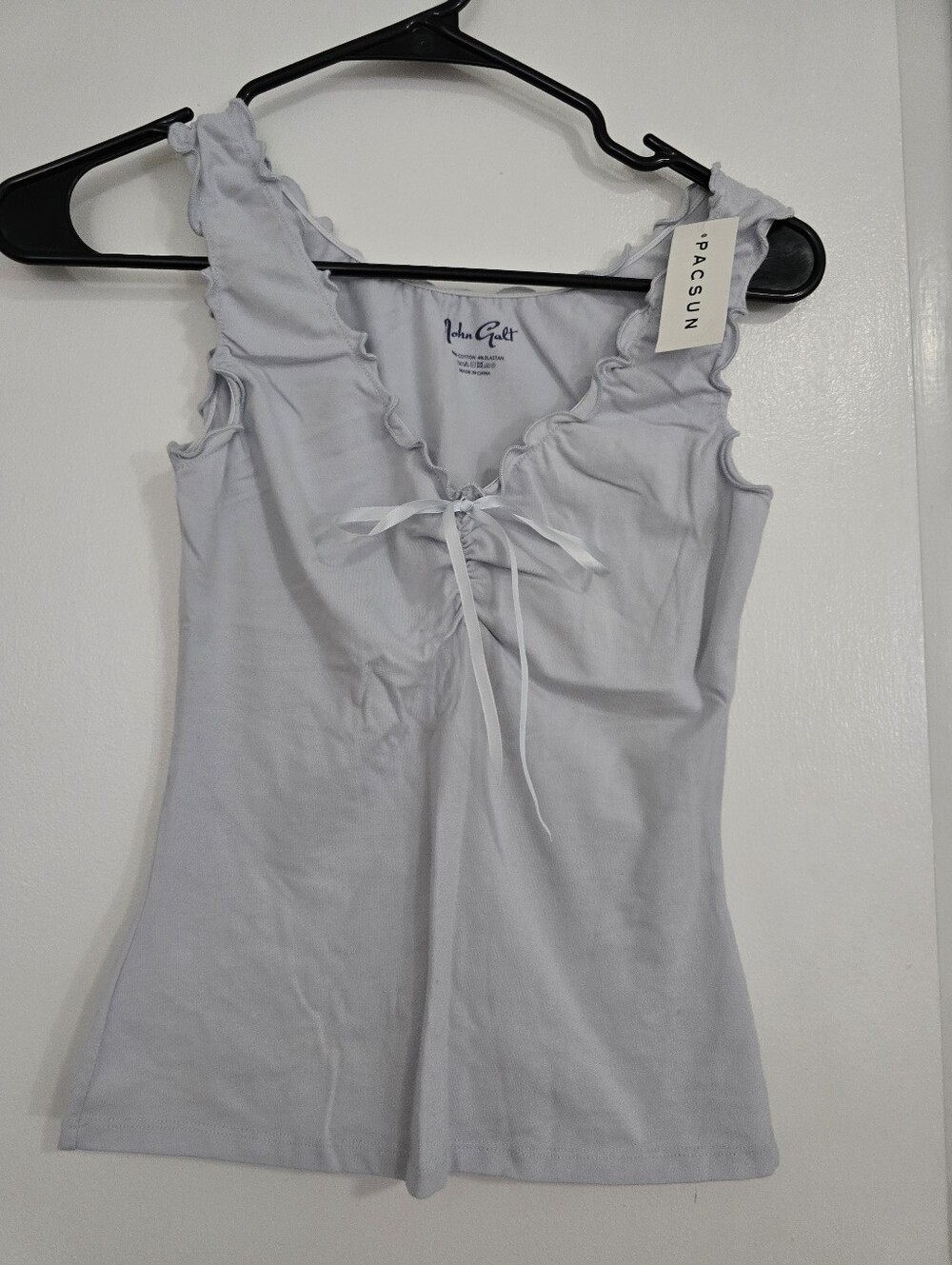 PacSun Light Gray Ruffle Tie-Front Tank Top